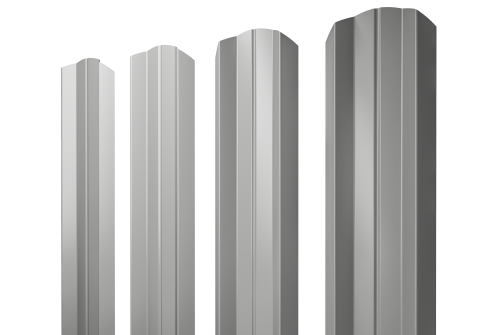 Штакетник М-образный А фигурный 0,5 Satin RAL 9006 бело-алюминиевый
