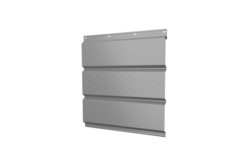 Софит металлический центральная перфорация 0,5 Satin с пленкой RAL 9006 бело-алюминиевый