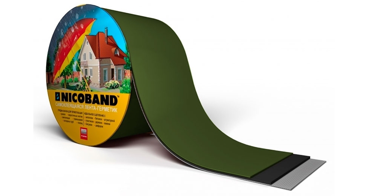 Лента герметизирующая Технониколь Nicoband самоклеящаяся 3мх5см, зеленая