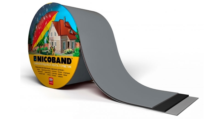 Лента герметизирующая Технониколь Nicoband самоклеящаяся 10мх30см, темно-серая