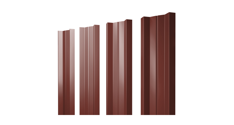 Штакетник М-образный А с прямым резом 0.5 Satin RAL 3009 оксидно-красный
